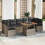 Set de canapele pentru grădină cu pernă 8 pcs Gri și Brown GartenMobel Dekor