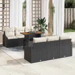 Set de canapele pentru grădină cu pernă 7 pcs Negru și Crem GartenMobel Dekor