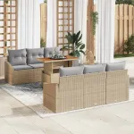Set de canapele pentru grădină cu pernă Manual 7 pcs Bej și gri GartenMobel Dekor