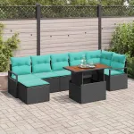 Set de masă pentru grădină 8 pcs Negru și Albastru petrol GartenMobel Dekor