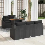 Set de masă pentru grădină cu pernă 6 pcs Negru și Maro GartenMobel Dekor
