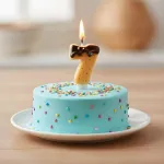 Lumânare aniversară pentru tort, cifră 7, model glazurat, 12 cm