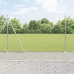 Gard din oțel galvanizat argintiu 25 x 1,5 m, set cu 11 stâlpi