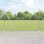 Set stâlpi pentru gard zincat argintiu 50 x 1,4 m, oțel galvanizat