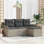 Set de canapele pentru grădină 4 pcs Gri deschis Rattan poli GartenMobel Dekor