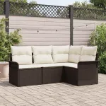Set de canapele pentru grădină 4 pcs Maro poliratan GartenMobel Dekor