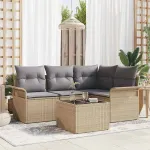 Set de canapele pentru grădină 5 pcs Bej poliratan GartenMobel Dekor