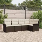 Set de canapele pentru grădină 5 pcs Maro poliratan GartenMobel Dekor