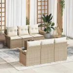 Set de canapele pentru grădină 7 pcs Bej și crem poliratan GartenMobel Dekor