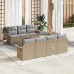 Set de canapele pentru grădină 8 pcs Bej și gri poliratan GartenMobel Dekor