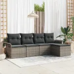 Set de canapele pentru grădină cu pernă 5 pcs Gri poliratan GartenMobel Dekor