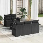 Set de canapele pentru grădină cu pernă 6 pcs Negru GartenMobel Dekor