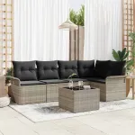 Set de canapele pentru grădină 6 pcs Gri deschis Rattan poli GartenMobel Dekor