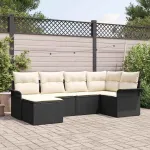 Set de canapele pentru grădină 6 pcs Negru poliratan GartenMobel Dekor