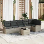 Set de canapele pentru grădină 7 pcs Gri deschis Rattan poli GartenMobel Dekor
