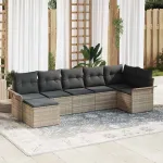 Set de canapele pentru grădină 7 pcs Gri deschis Rattan poli GartenMobel Dekor