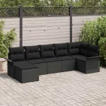 Set de canapele pentru grădină 7 pcs Negru poliratan GartenMobel Dekor