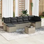 Set de canapele pentru grădină 8 pcs Gri deschis Rattan poli GartenMobel Dekor