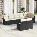 Set de canapele pentru grădină 8 pcs Negru poliratan GartenMobel Dekor