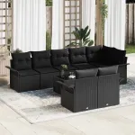 Set de canapele pentru grădină 9 pcs Negru poliratan GartenMobel Dekor