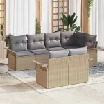 Set de canapele pentru grădină cu pernă 7 pcs Bej Rattan poli GartenMobel Dekor