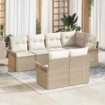 Set de canapele pentru grădină cu pernă 7 pcs Bej Rattan poli GartenMobel Dekor