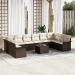 Set de canapele pentru grădină 11 pcs Gri poliratan GartenMobel Dekor