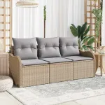 Set de canapele pentru grădină 3 pcs Bej Rattan poli GartenMobel Dekor