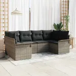 Set de canapele pentru grădină 6 pcs Gri Rattan poli GartenMobel Dekor