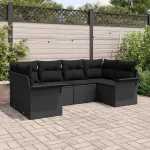 Set de canapele pentru grădină 6 pcs Negru Rattan poli GartenMobel Dekor