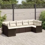 Set de canapele pentru grădină 7 pcs Maro Rattan poli GartenMobel Dekor