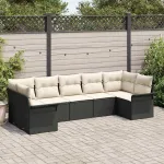 Set de canapele pentru grădină 7 pcs Negru Rattan poli GartenMobel Dekor