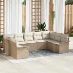 Set de canapele pentru grădină 9 pcs Bej poliratan GartenMobel Dekor