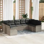 Set de canapele pentru grădină 9 pcs Gri deschis poliratan GartenMobel Dekor