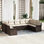 Set de canapele pentru grădină 9 pcs Maro poliratan GartenMobel Dekor