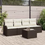 Set de canapele pentru grădină cu pernă 5 pcs Maro și Crem GartenMobel Dekor