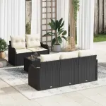 Set de canapele pentru grădină cu pernă 6 pcs Negru și Crem GartenMobel Dekor