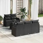 Set de canapele pentru grădină cu pernă Manual 6 pcs Negru GartenMobel Dekor
