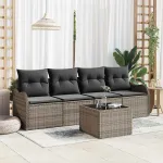 Set de canapele pentru grădină cu pernă cu depozitare 5 pcs Gri GartenMobel Dekor