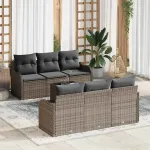 Set de canapele pentru grădină cu pernă cu depozitare 7 pcs Gri GartenMobel Dekor