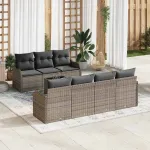 Set de canapele pentru grădină cu pernă cu depozitare 8 pcs Gri GartenMobel Dekor