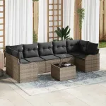 Set de canapele pentru grădină cu pernă cu depozitare 8 pcs Gri GartenMobel Dekor