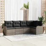 Set de canapele pentru grădină 5 pcs Gri poliratan GartenMobel Dekor