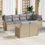 Set de canapele pentru grădină 7 pcs Bej Rattan poli GartenMobel Dekor