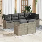 Set de canapele pentru grădină 7 pcs Gri deschis Rattan poli GartenMobel Dekor
