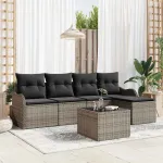 Set de canapele pentru grădină cu pernă 6 pcs Negru Rattan poli GartenMobel Dekor