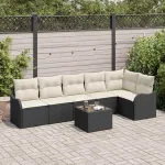 Set de canapele pentru grădină cu pernă 7 pcs Maro Rattan poli GartenMobel Dekor