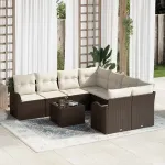 Set de canapele pentru grădină cu pernă 9 pcs Maro și Crem GartenMobel Dekor