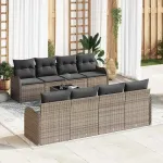 Set de canapele pentru grădină cu pernă cu depozitare 9 pcs Gri GartenMobel Dekor