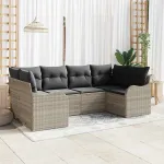 Set de canapele pentru grădină 6 pcs Gri deschis Rattan poli GartenMobel Dekor